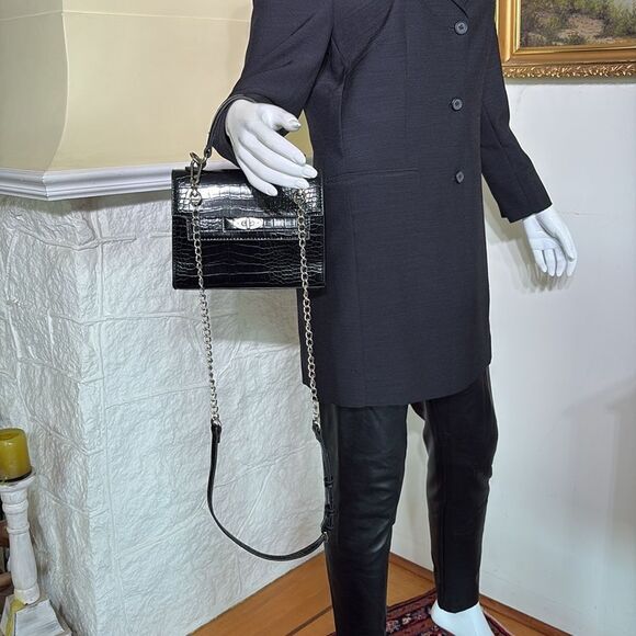 NWOT Steve Madden Madden NYC Croc Embossed Vegan Leather Mini Kelly Crossbody - Picture 2 of 15